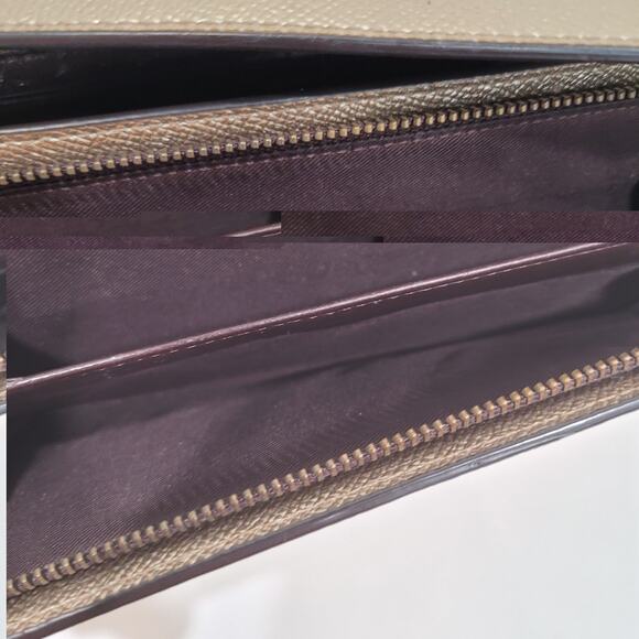 Coach Long Wallet Crossgrain Envelope Metalic Champagne Designer Large Leather - Picture 8 of 10